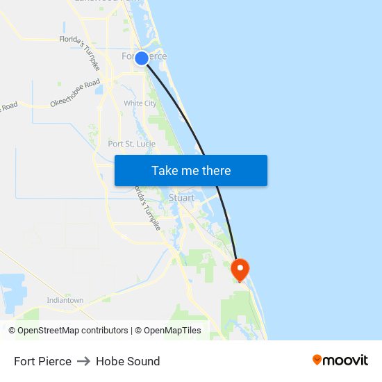 Fort Pierce to Hobe Sound map