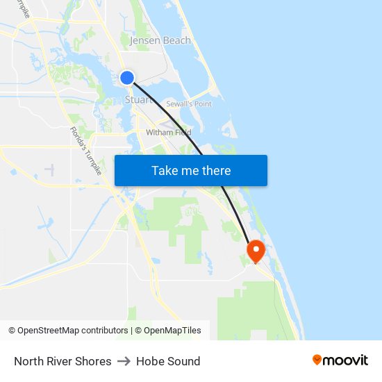 North River Shores to Hobe Sound map