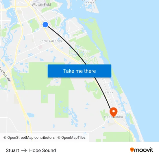 Stuart to Hobe Sound map