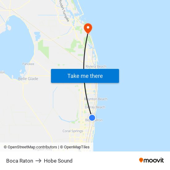 Boca Raton to Hobe Sound map