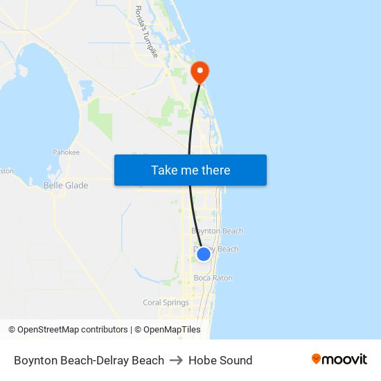 Boynton Beach-Delray Beach to Hobe Sound map
