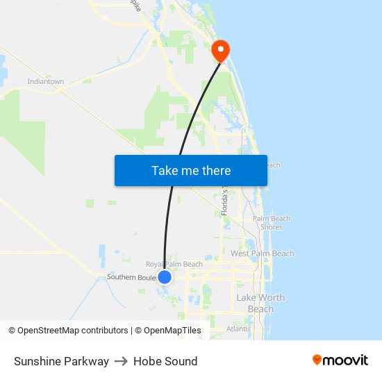 Sunshine Parkway to Hobe Sound map