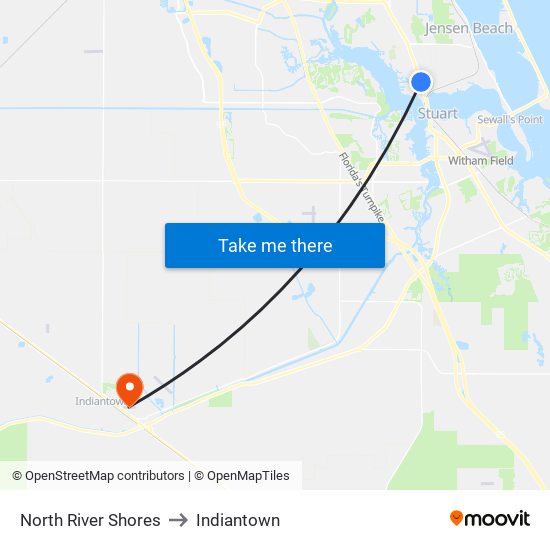 North River Shores to Indiantown map