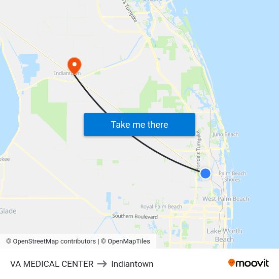 Va Medical Center to Indiantown map