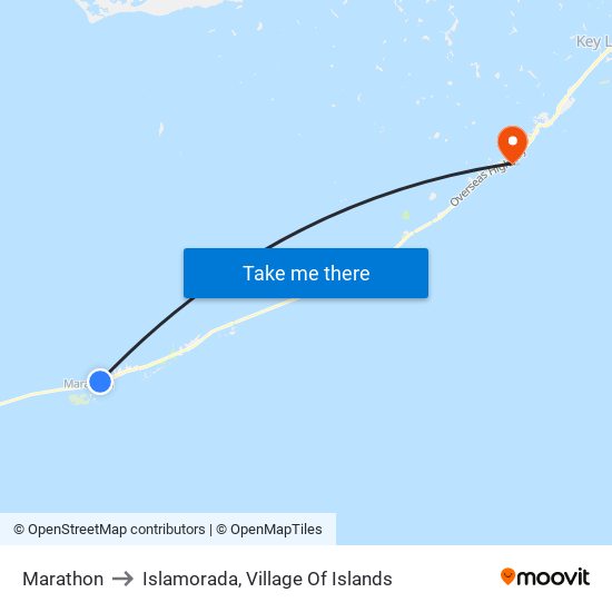 Marathon to Islamorada, Village Of Islands map