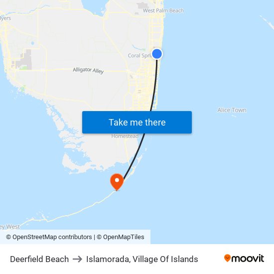 Deerfield Beach to Islamorada, Village Of Islands map
