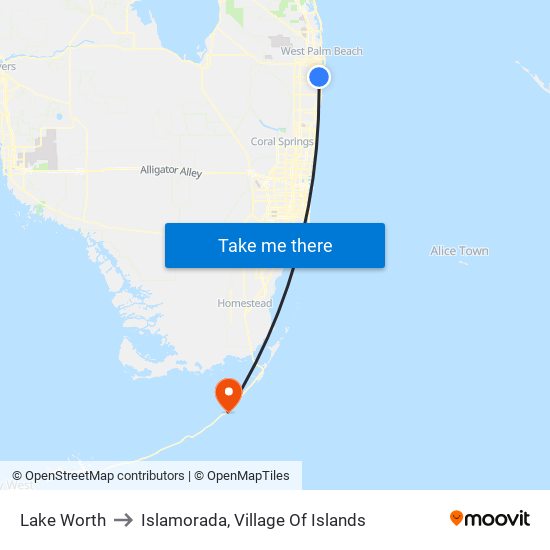 Lake Worth to Islamorada, Village Of Islands map