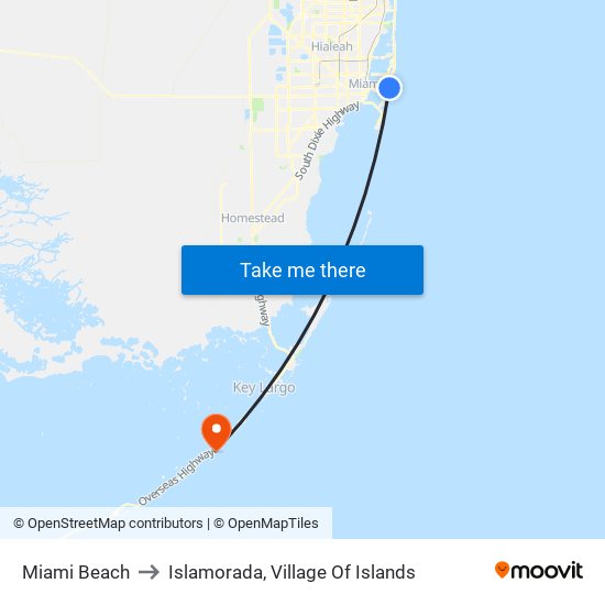 Miami Beach to Islamorada, Village Of Islands map