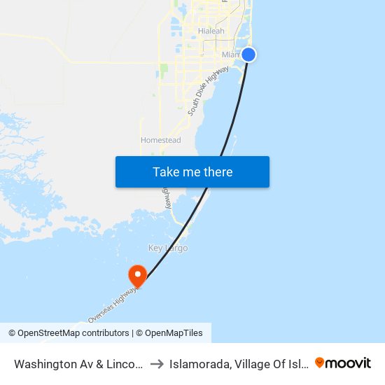 Washington Av & Lincoln Rd to Islamorada, Village Of Islands map