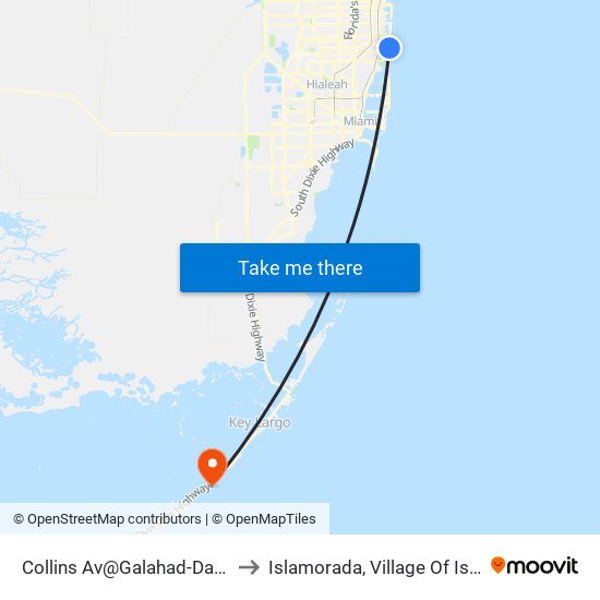 Collins Av@Galahad-Dade Bd to Islamorada, Village Of Islands map