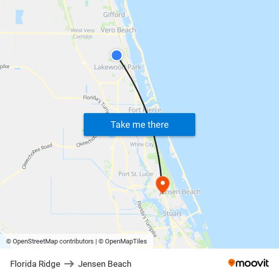 Florida Ridge to Jensen Beach map