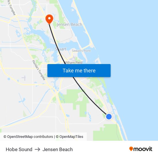 Hobe Sound to Jensen Beach map