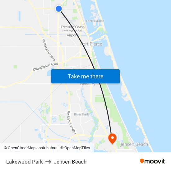 Lakewood Park to Jensen Beach map