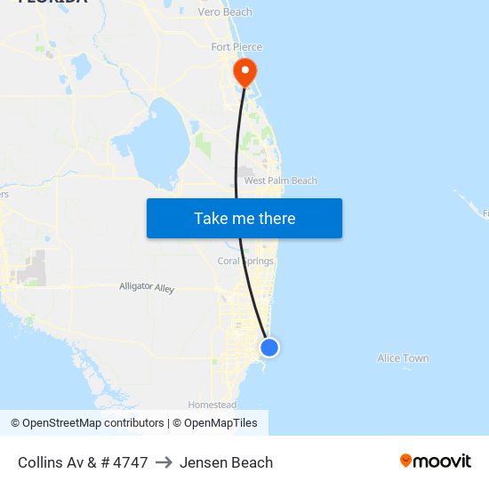 Collins Av & # 4747 to Jensen Beach map