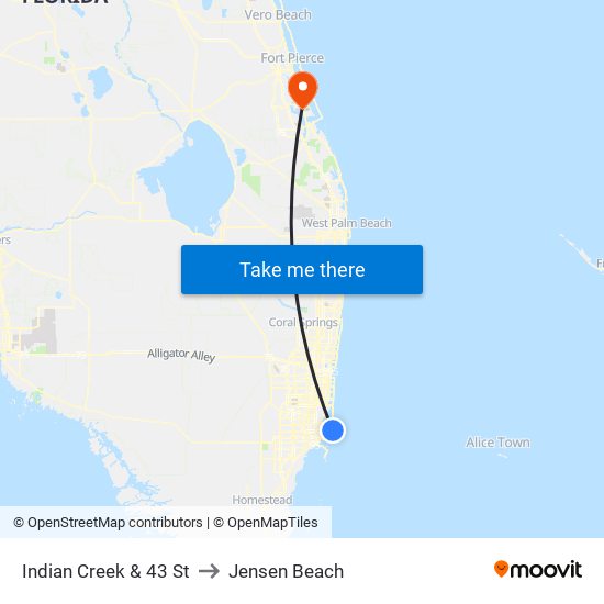 Indian Creek & 43 St to Jensen Beach map