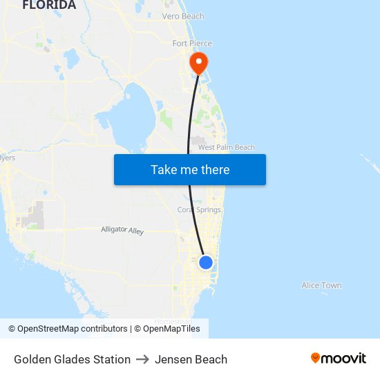 Golden Glades Station to Jensen Beach map