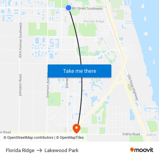 Florida Ridge to Lakewood Park map