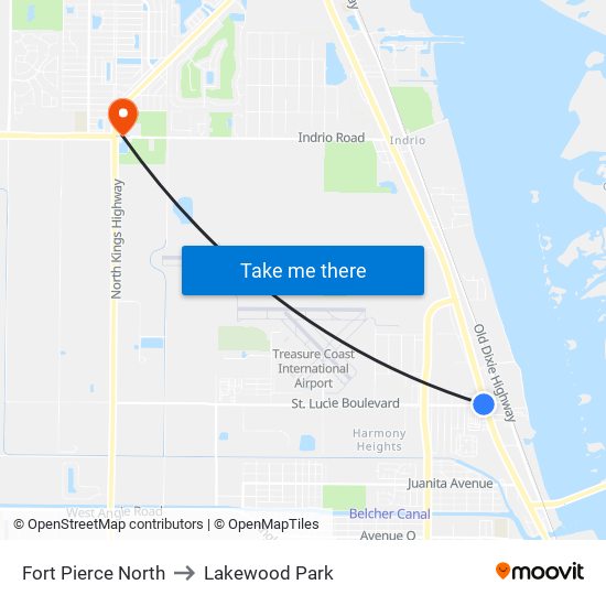 Fort Pierce North to Lakewood Park map