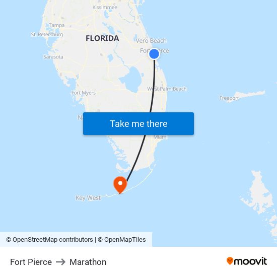 Fort Pierce to Marathon map