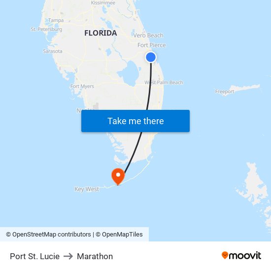 Port St. Lucie to Marathon map