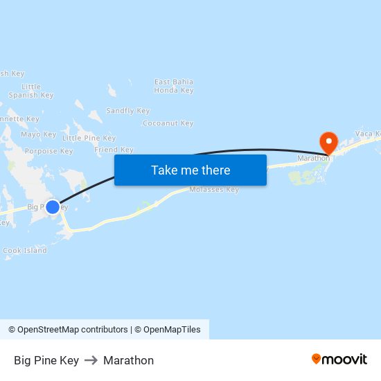 Big Pine Key to Marathon map