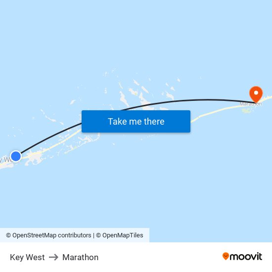 Key West to Marathon map