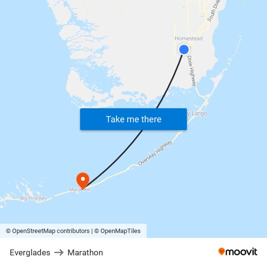 Everglades to Marathon map