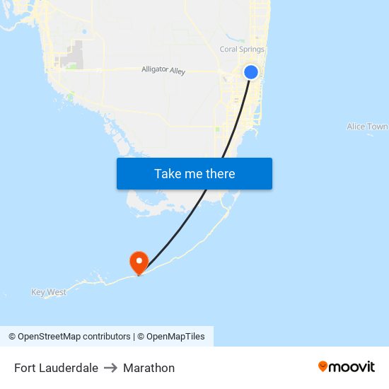 Fort Lauderdale to Marathon map
