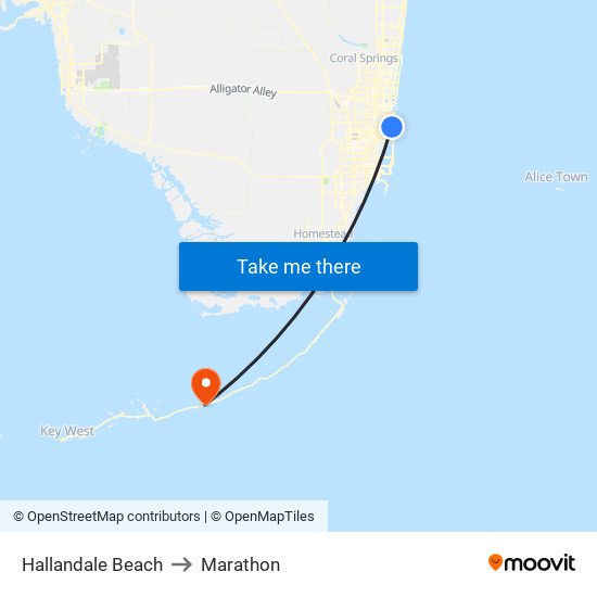 Hallandale Beach to Marathon map