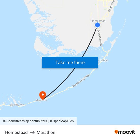 Homestead to Marathon map