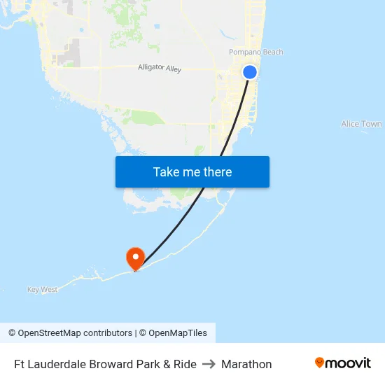 Ft Lauderdale Broward Park & Ride to Marathon map
