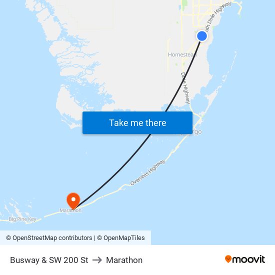 Busway & SW 200 St to Marathon map