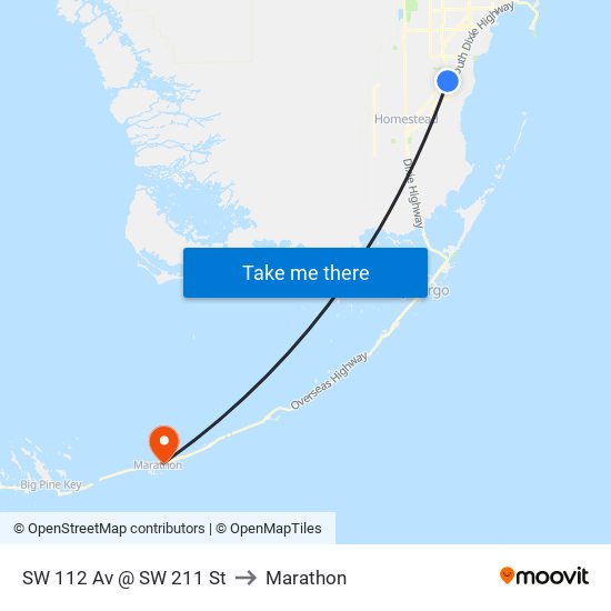 SW 112 Av @ SW 211 St to Marathon map