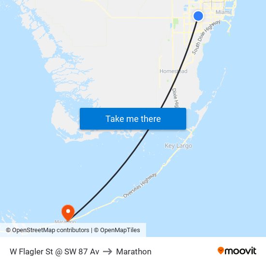 W Flagler St @ SW 87 Av to Marathon map