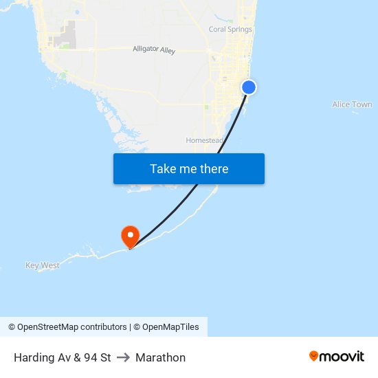 Harding Av & 94 St to Marathon map