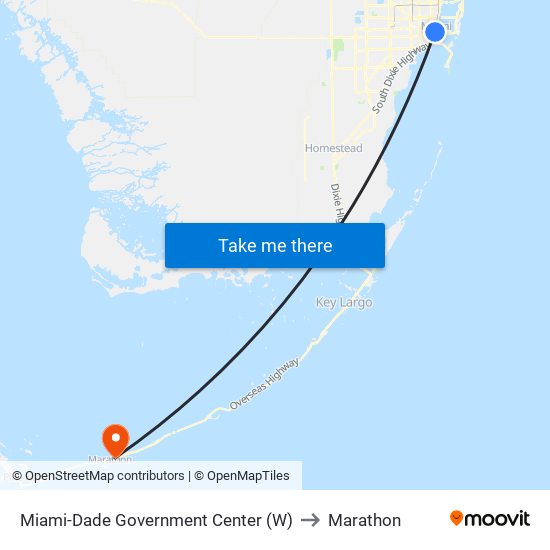 Miami-Dade Government Center (W) to Marathon map