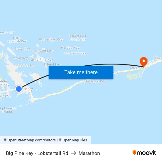 Big Pine Key - Lobstertail Rd to Marathon map