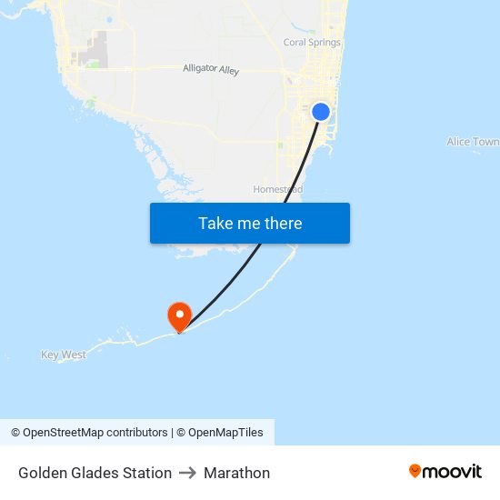 Golden Glades Station to Marathon map