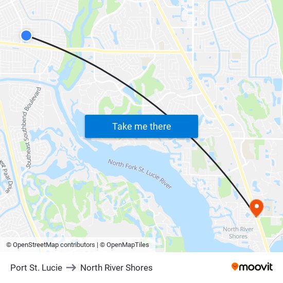 Port St. Lucie to North River Shores map