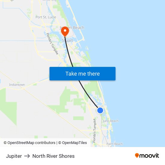 Jupiter to North River Shores map