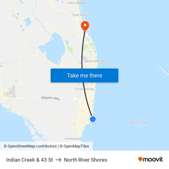 Indian Creek & 43 St to North River Shores map