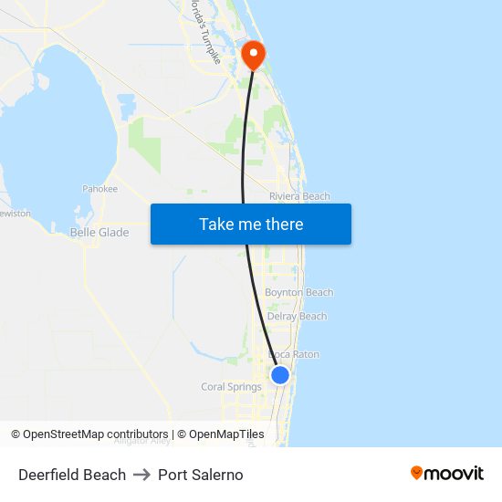 Deerfield Beach to Port Salerno map