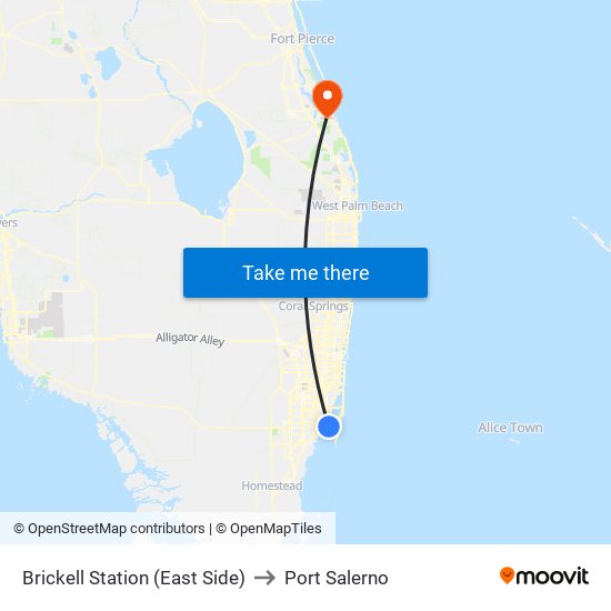 Brickell Station (East Side) to Port Salerno map