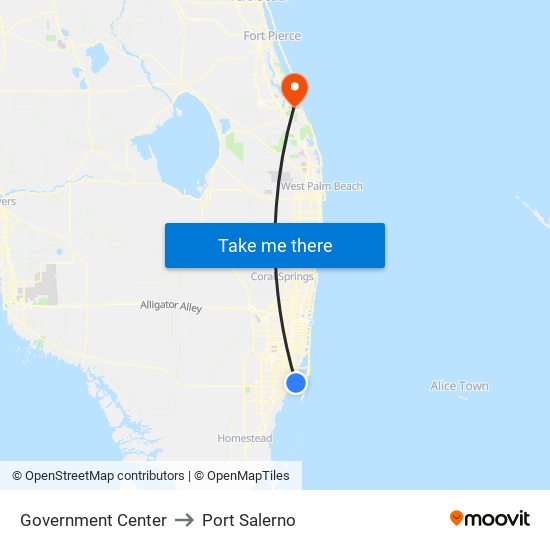 Government Center to Port Salerno map