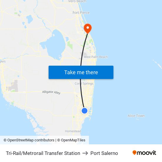 Tri-Rail/Metrorail Transfer Station to Port Salerno map