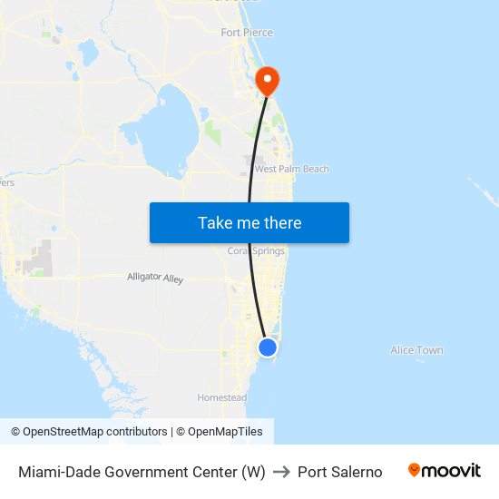 Miami-Dade Government Center (W) to Port Salerno map