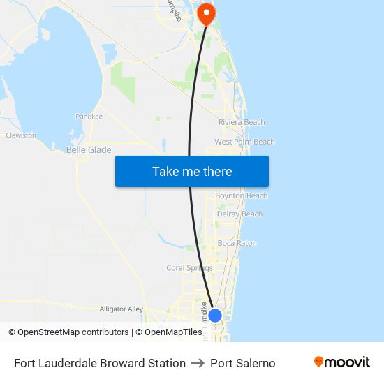 Fort Lauderdale Broward Station to Port Salerno map