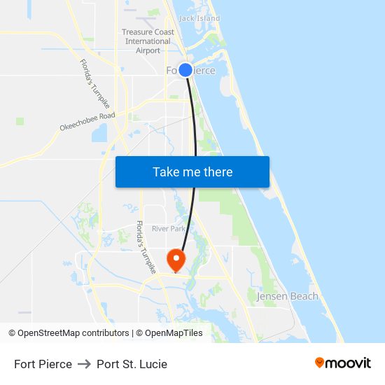 Fort Pierce to Port St. Lucie map