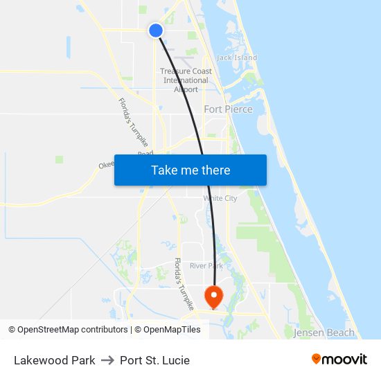 Lakewood Park to Port St. Lucie map