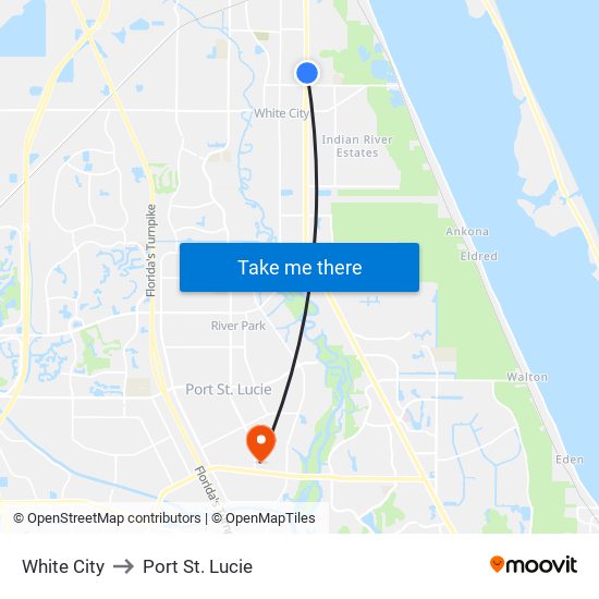 White City to Port St. Lucie map